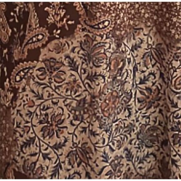 Vintage Y2K brown paisley and velvet bell sleeve 70s look top, lace trim. XL - Picture 5 of 5